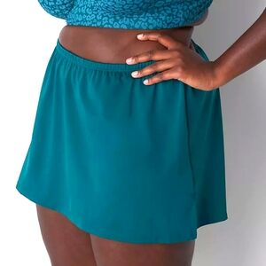 Swim by Cacique Teal Green Slitted swim skirt